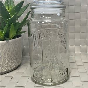 PLANTERS MR PEANUT 75TH ANNIVERSARY GLASS JAR WITH LID
